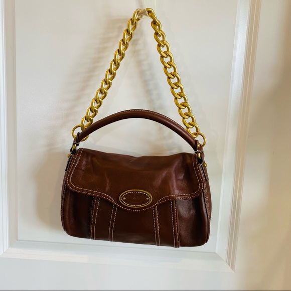 Talbot Genuine Brown Leather Shoulder Bagette - Picture 9 of 11